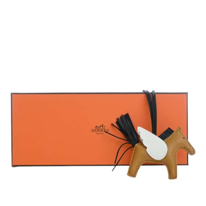 Hermès Milo Lambskin and Swift Grigri Rodeo Pegase Bag Charm PM Brown Leather Very good condition - Box View