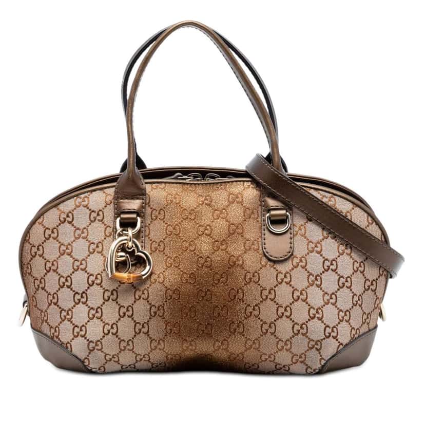 Gucci GG Lurex Heart Bit Satchel Beige Very good condition - Front View
