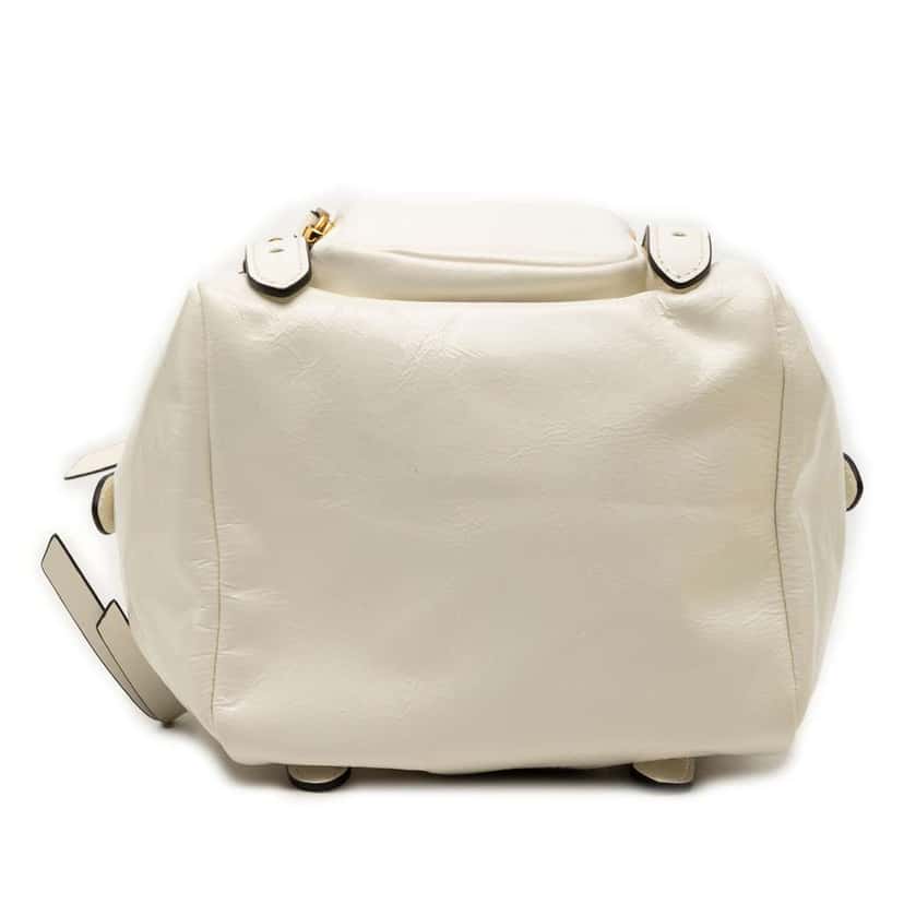 Prada Mini Soft Calfskin Dangle Top Handle Bag White Leather Very good condition - Inside View