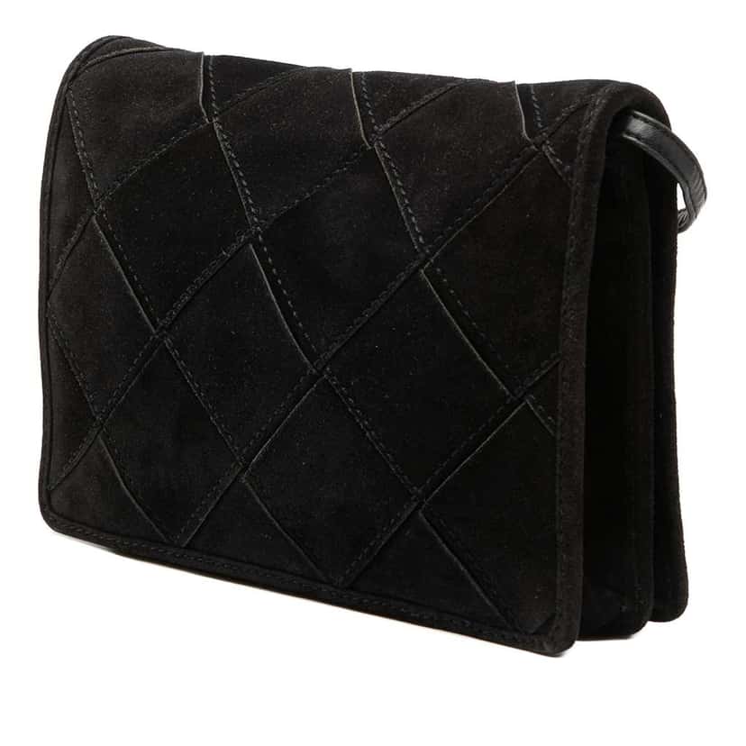 Bottega Veneta Suede Intrecciato Crossbody Black Leather Very good condition - Back View