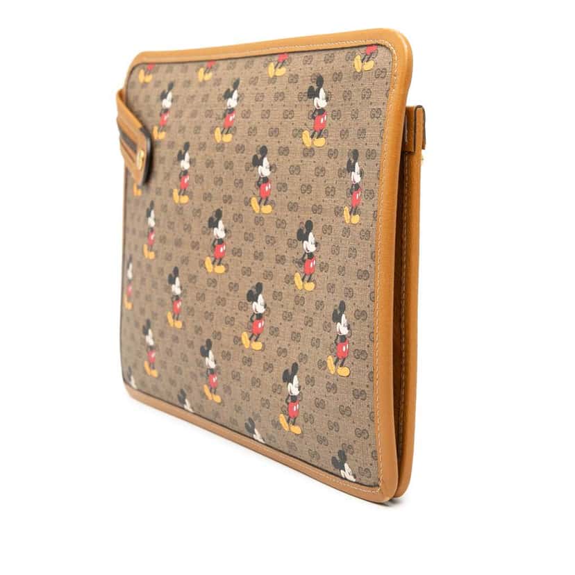 Gucci Disney Micro GG Supreme Mickey Mouse Clutch Brown Canvas Very good condition - Back View