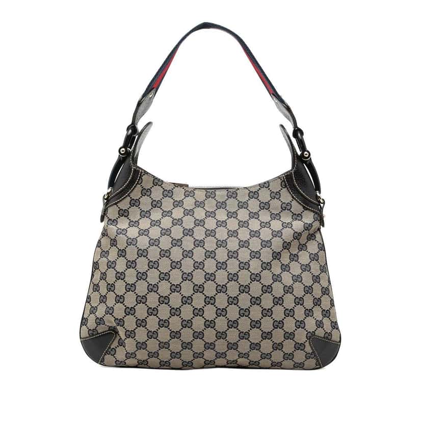 Gucci GG Canvas Web Horsebit Creole Hobo Beige Canvas Very good condition - Front View