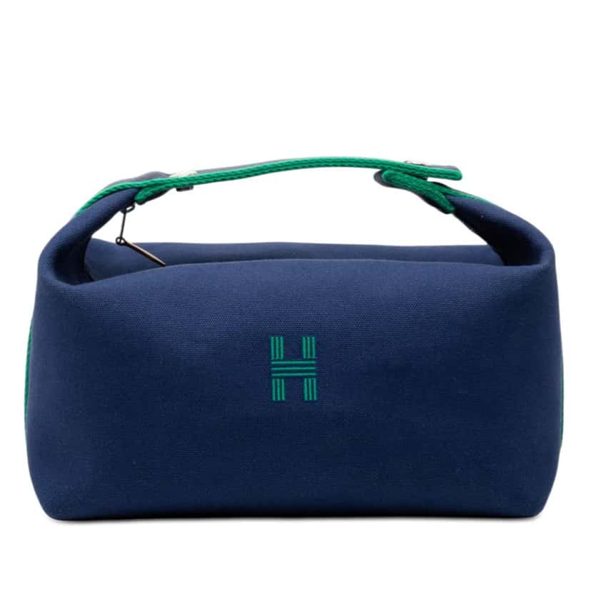 Hermès Large Toile Bride A Brac Case Blue Canvas Very good condition - Front View