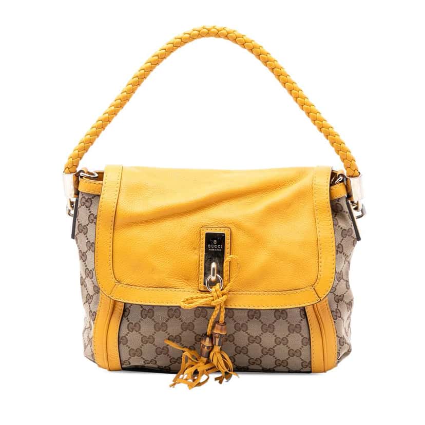 Gucci GG Canvas Bella Flap Satchel Beige Very good condition - Front View