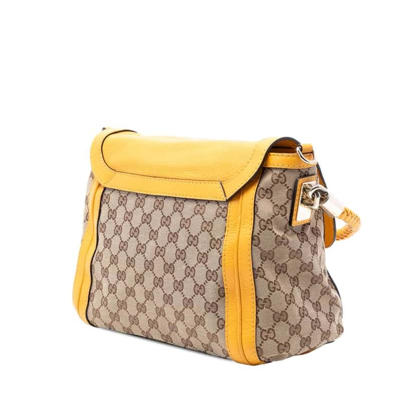Gucci GG Canvas Bella Flap Satchel Beige Very good condition - Back View