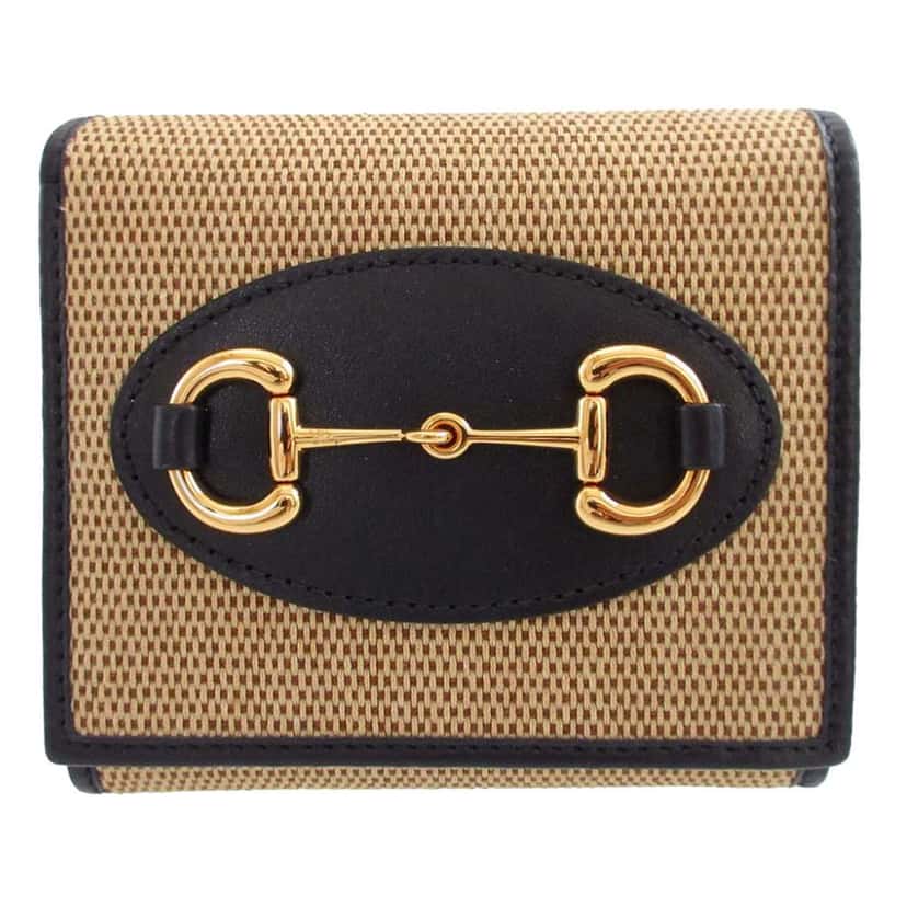 Gucci Canvas Horsebit 1955 Bifold Wallet Beige Canvas Good condition - Front View