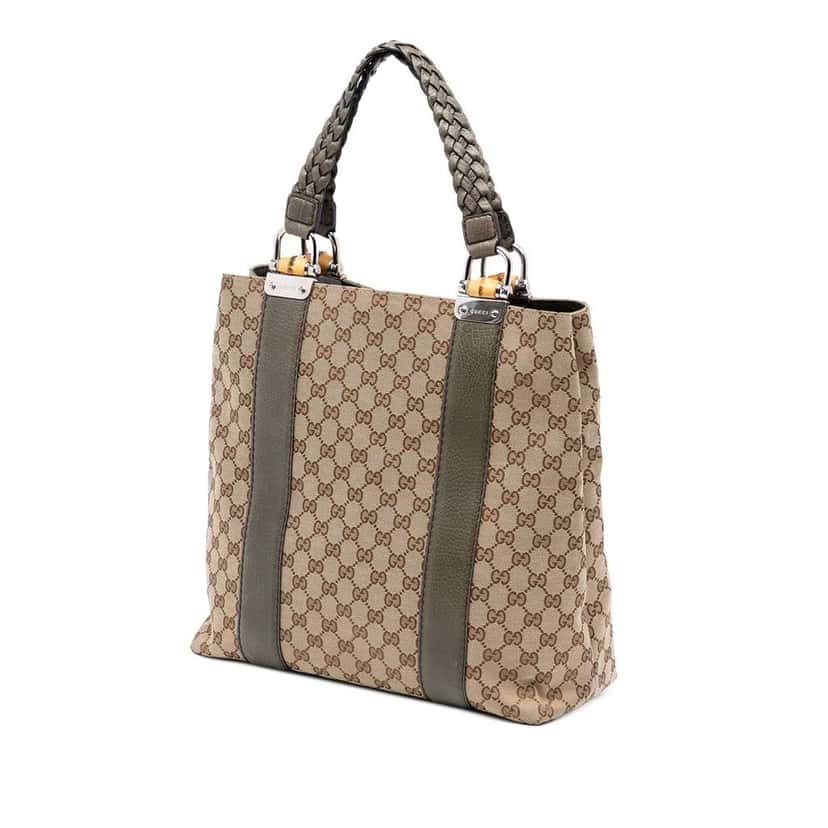 Gucci Large GG Canvas Bamboo Libeccio Tote Beige Good condition - Back View