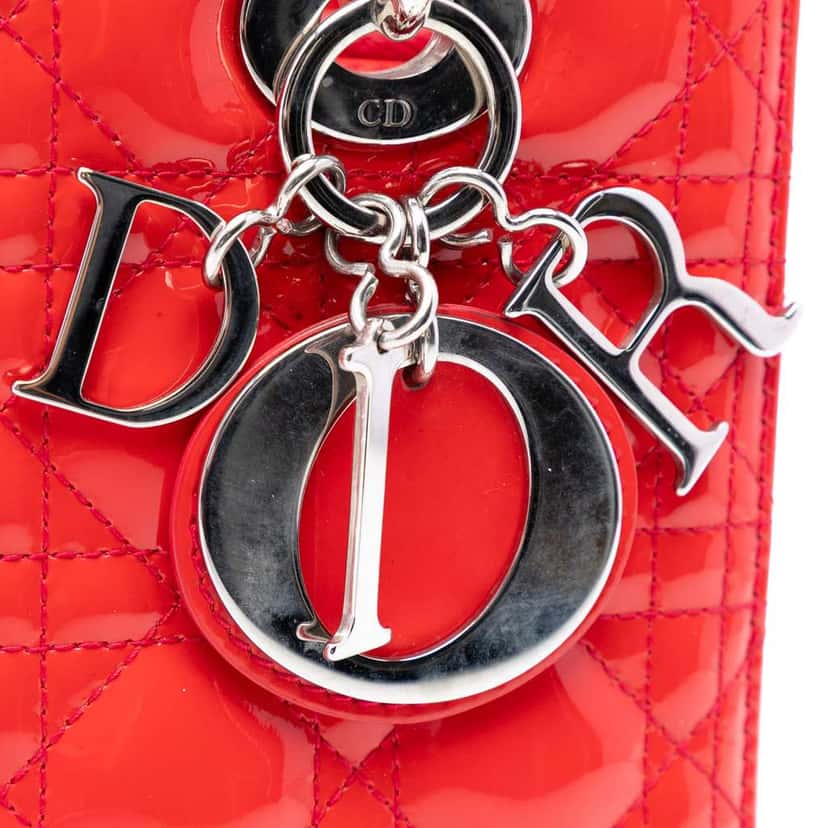 Dior Medium Patent Cannage Lady Dior Orange Leather Good condition - Box View