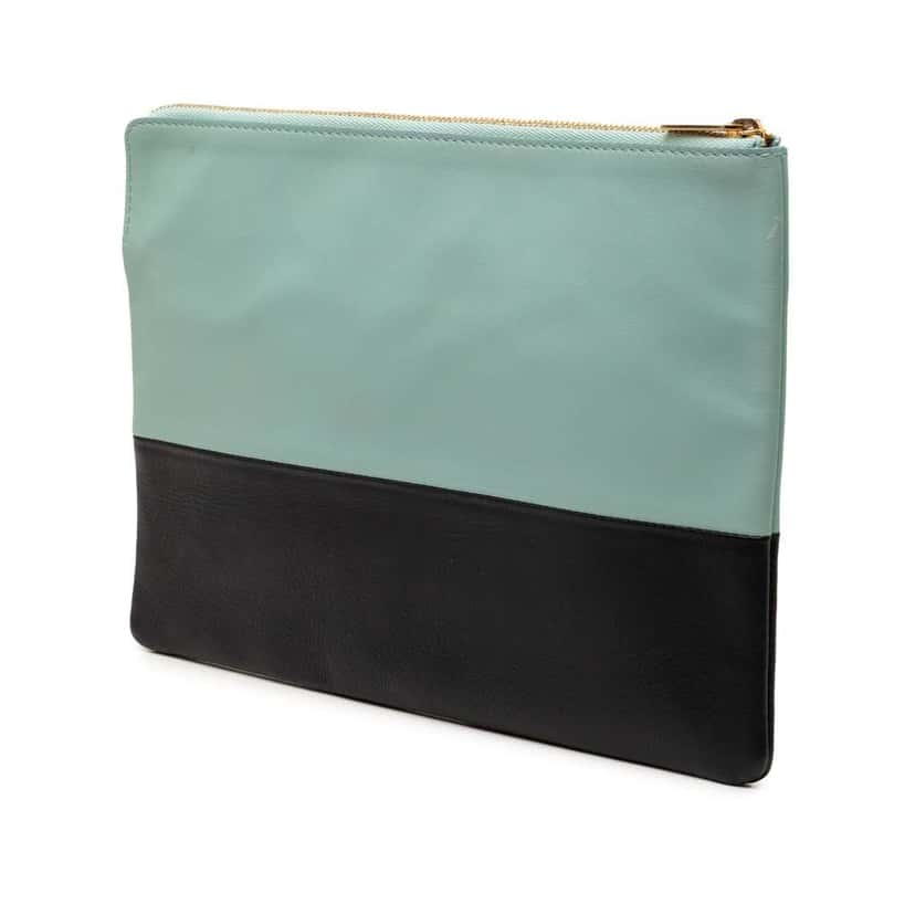 Celine Bicolor Lambskin Solo Clutch Blue Leather Very good condition - Back View