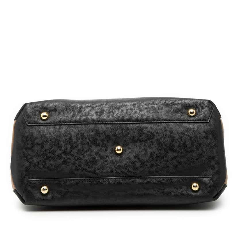 Burberry Medium Leather and House Check Banner Satchel Black Leather Very good condition - Inside View