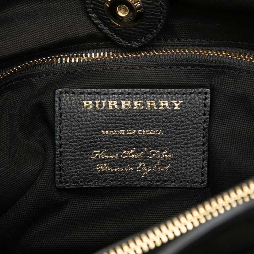 Burberry Medium Leather and House Check Banner Satchel Black Leather Very good condition - Box View
