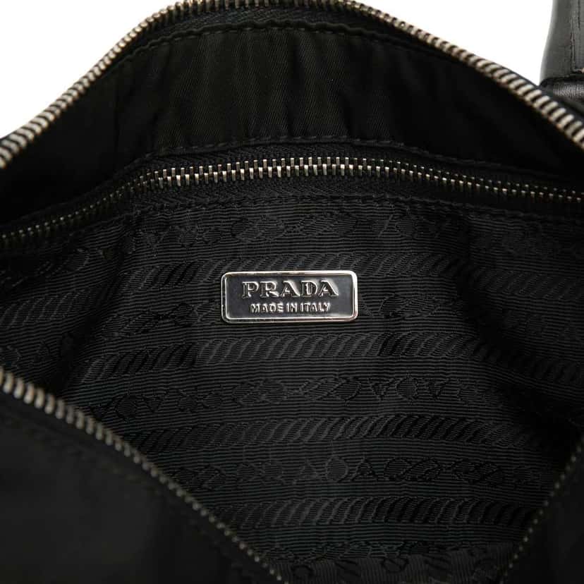 Prada Vitello Trimmed Tessuto Handbag Black Very good condition - Box View