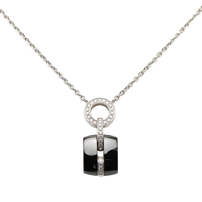 Chanel 18K White Gold Ultra Diamond Ceramic Pendant Necklace Silver White Gold Very good condition - Back View