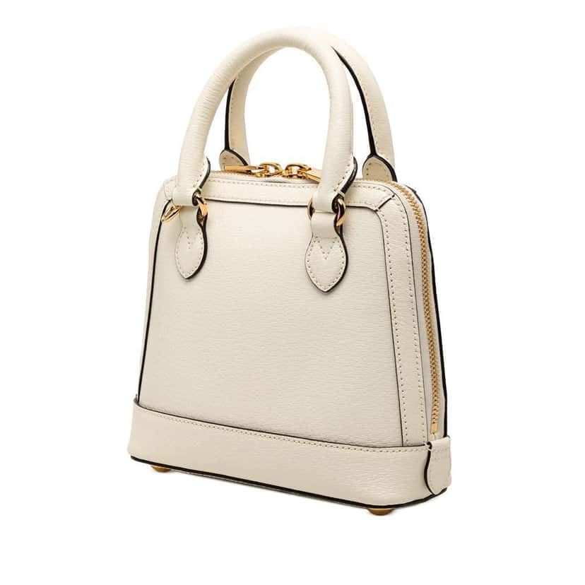 Gucci Adidas Mini Leather Horsebit 1955 Top Handle Bag White Leather Very good condition - Back View