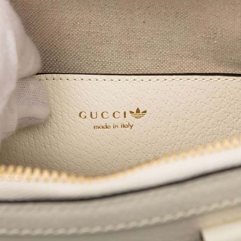 Gucci Adidas Mini Leather Horsebit 1955 Top Handle Bag White Leather Very good condition - Box View