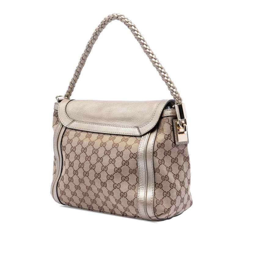 Gucci GG Canvas Bella Flap Satchel Beige Very good condition - Back View
