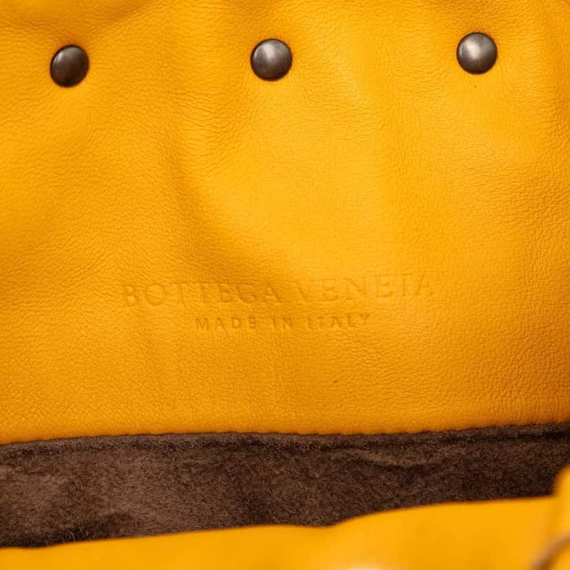 Bottega Veneta Nappa Intrecciato Drawstring Bucket Bag Orange Leather Very good condition - Box View