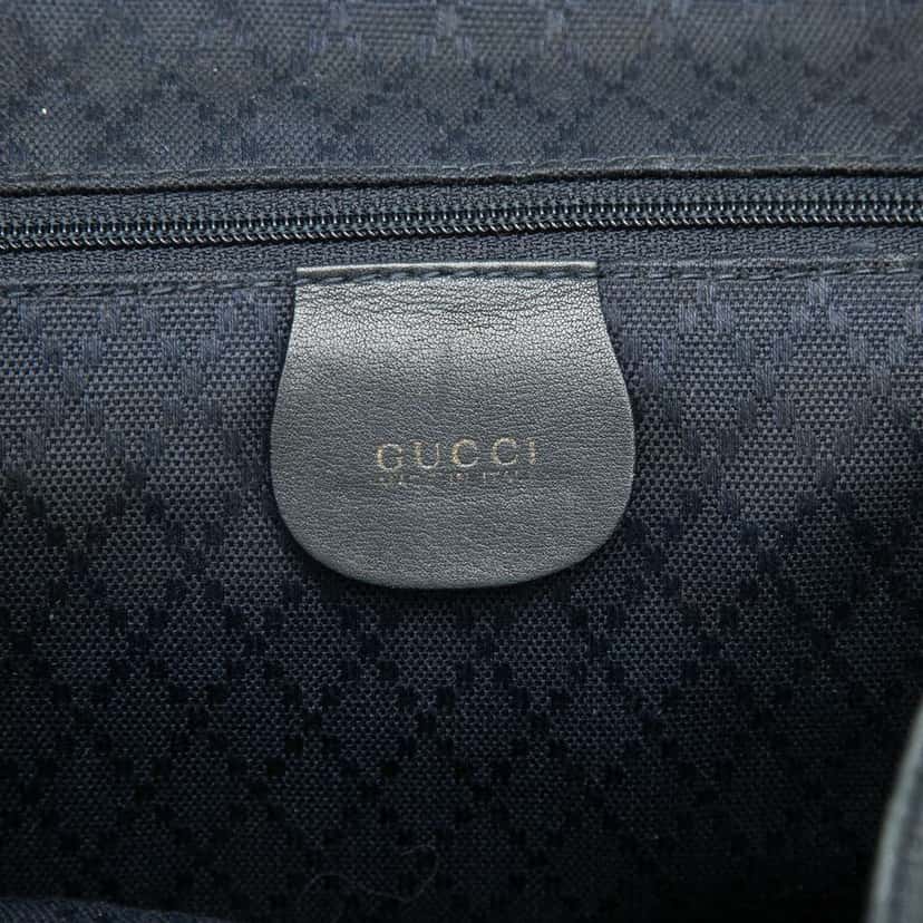 Gucci Calfskin Bamboo Drawstring Backpack Black Leather Very good condition - Box View