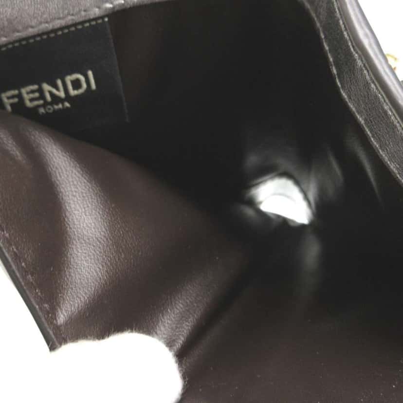 Fendi Metallic Leather Logo Bifold Compact Wallet Silver Leather Very good condition - Model View