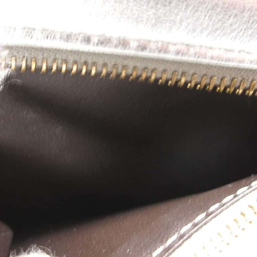 Fendi Metallic Leather Logo Bifold Compact Wallet Silver Leather Very good condition - Box View