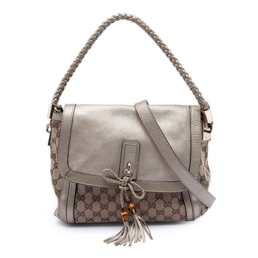 Gucci GG Canvas Bella Flap Satchel Beige Very good condition - Front View