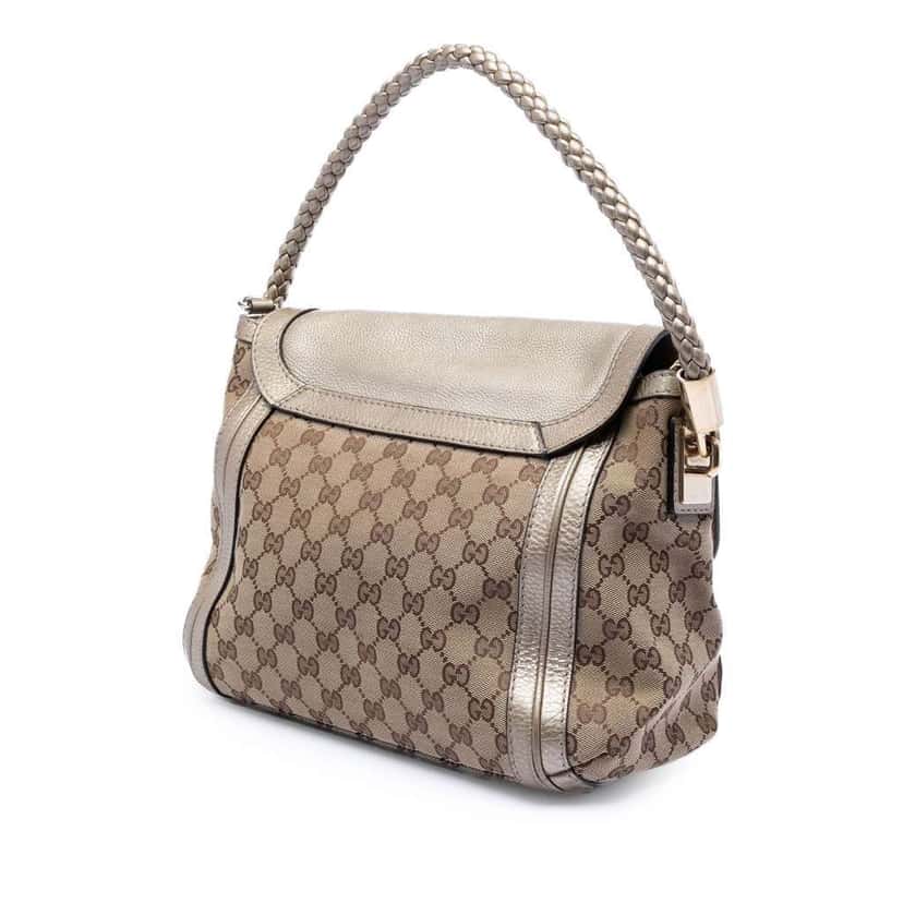 Gucci GG Canvas Bella Flap Satchel Beige Very good condition - Back View