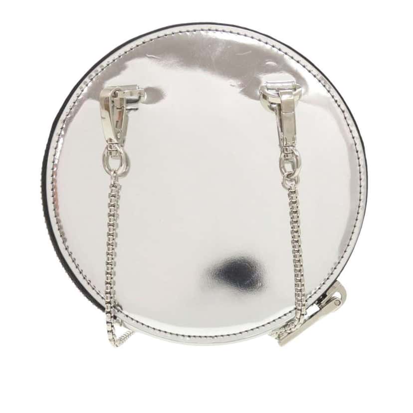Prada Spazzolato Round Chain Coin Crossbody Silver Leather Very good condition - Back View