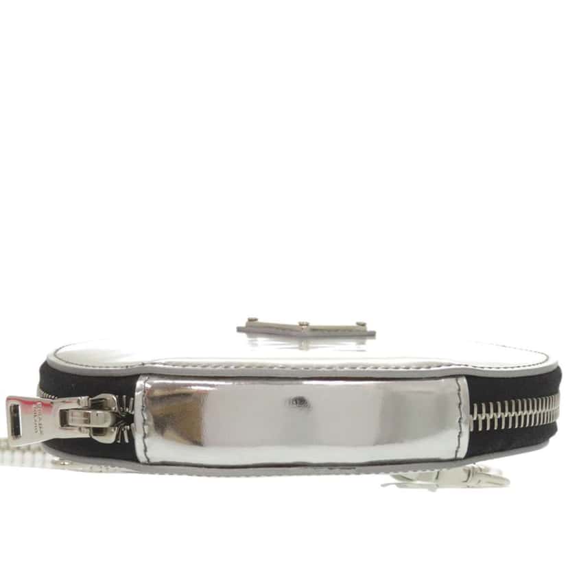 Prada Spazzolato Round Chain Coin Crossbody Silver Leather Very good condition - Inside View