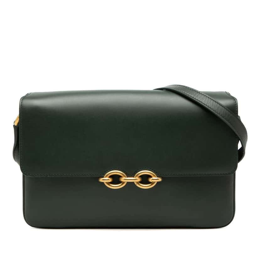 Saint Laurent Smooth Calfskin Le Maillon Crossbody Green Leather Very good condition - Front View