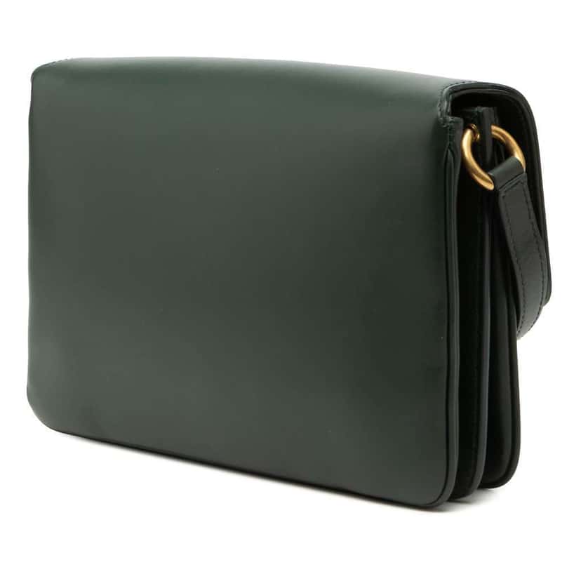 Saint Laurent Smooth Calfskin Le Maillon Crossbody Green Leather Very good condition - Back View