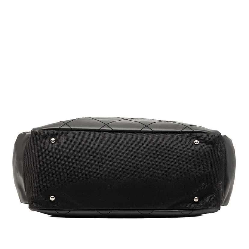 Chanel Large Quilted Coated Canvas Paris Biarritz Tote Black Canvas Good condition - Inside View