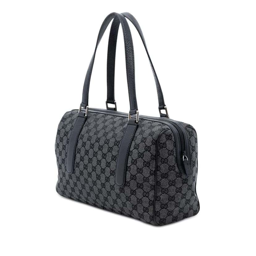 Gucci GG Canvas Boston Bag Grey Canvas Very good condition - Back View