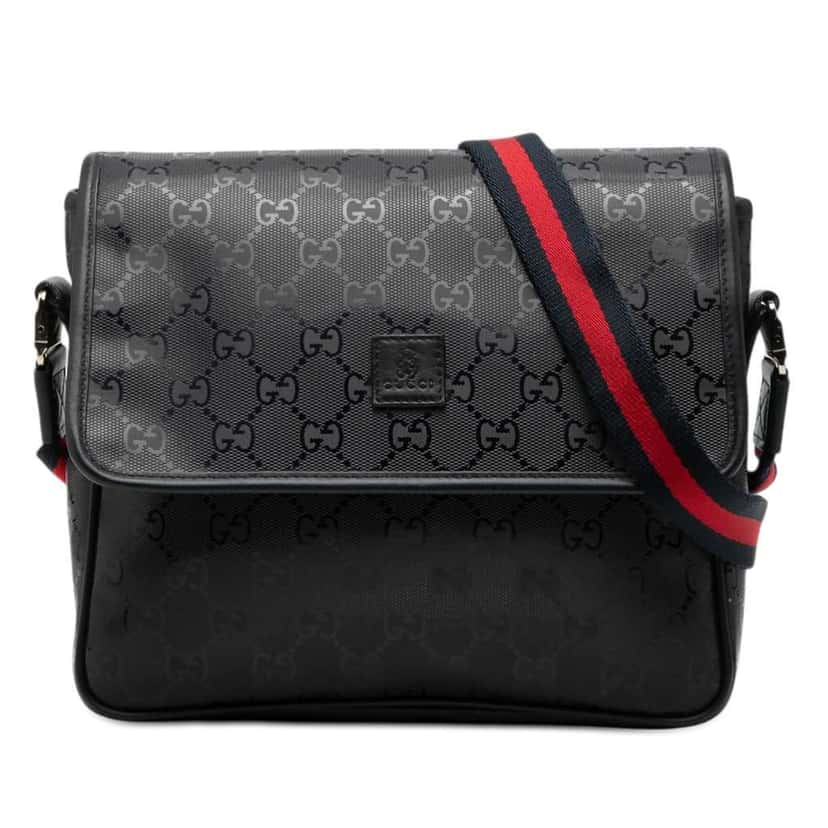 Gucci Kids GG Imprime Web Messenger Bag Black Canvas Very good condition - Front View