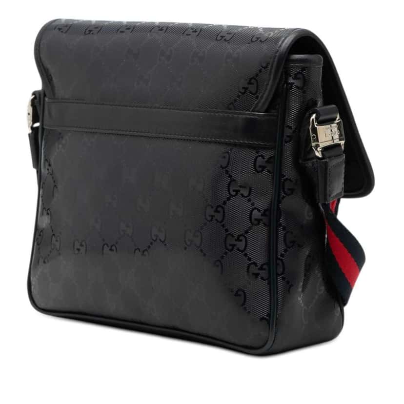 Gucci Kids GG Imprime Web Messenger Bag Black Canvas Very good condition - Back View