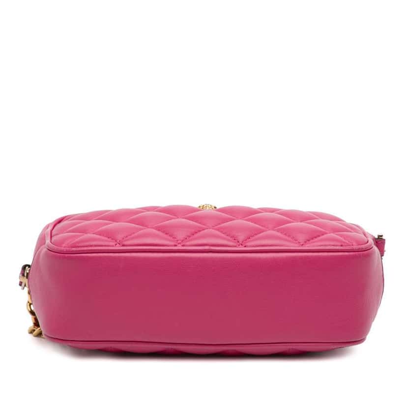 Versace Quilted Lambskin La Medusa Camera Bag Pink Leather Very good condition - Inside View