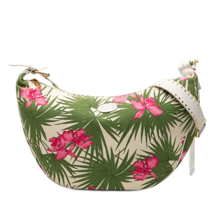 Celine Floral Printed Canvas Crossbody White Canvas Very good condition - Front View