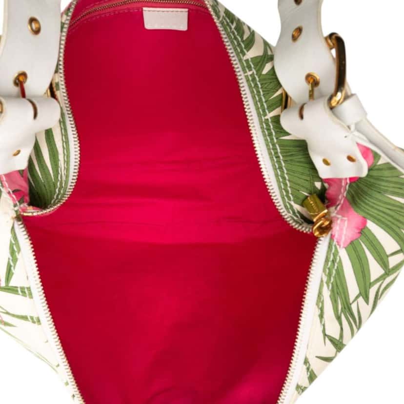 Celine Floral Printed Canvas Crossbody White Canvas Very good condition - Model View