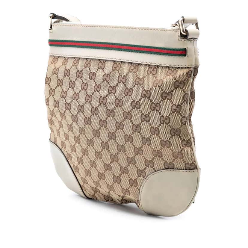 Gucci GG Canvas Web Mayfair Crossbody Beige Very good condition - Back View