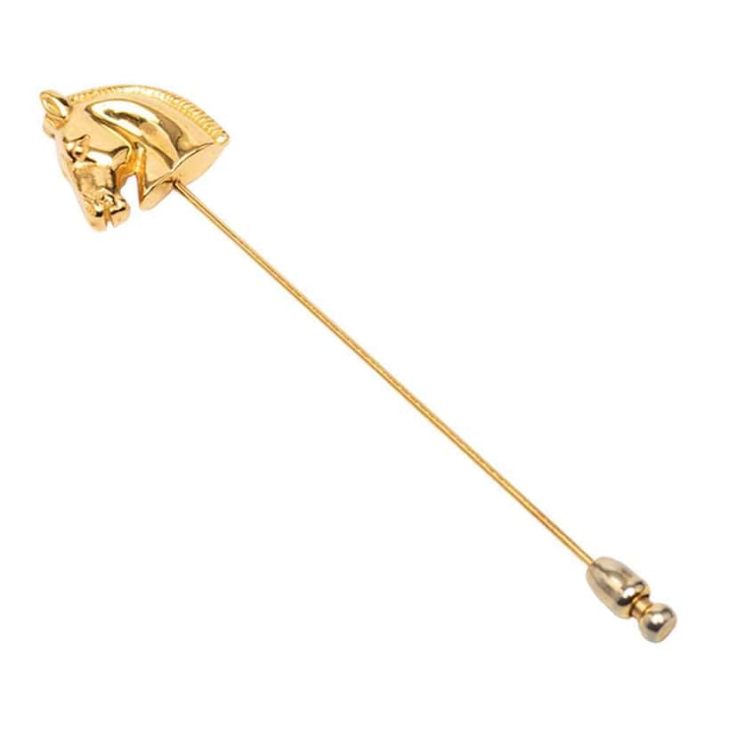 Hermès Gold Plated Bijouterie Fantaisie Horse Pin Brooch Gold Metal Very good condition - Back View
