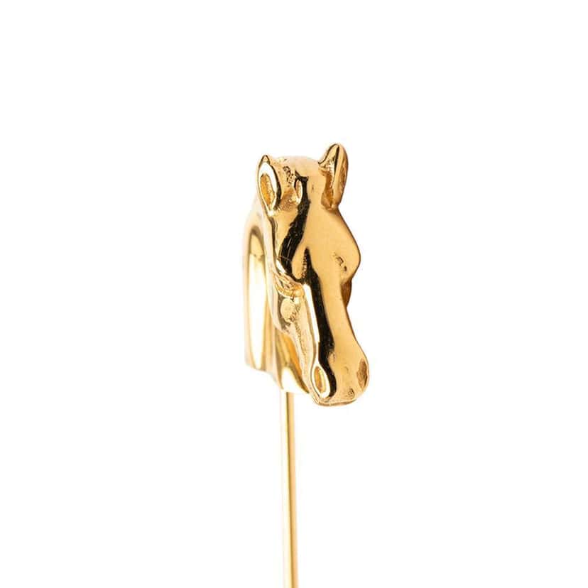 Hermès Gold Plated Bijouterie Fantaisie Horse Pin Brooch Gold Metal Very good condition - Inside View