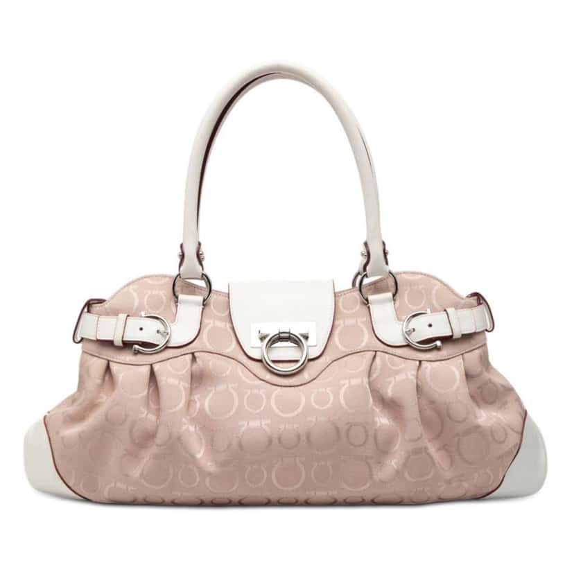 Salvatore Ferragamo Gancini Canvas Marisa Handbag Pink Canvas Very good condition - Front View