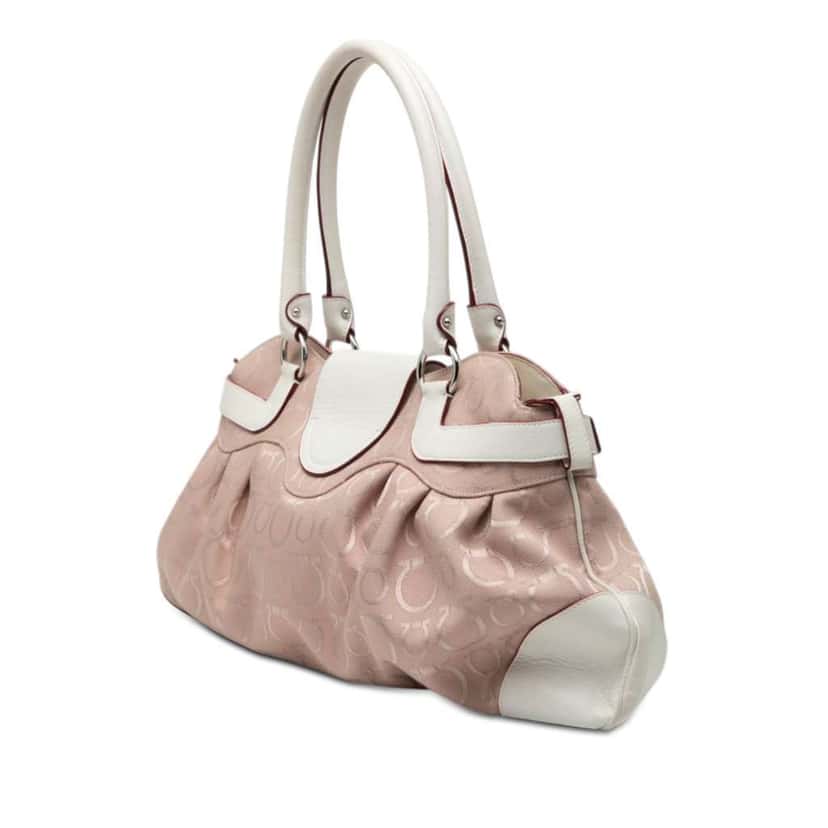 Salvatore Ferragamo Gancini Canvas Marisa Handbag Pink Canvas Very good condition - Back View