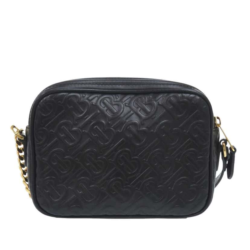 Burberry Embossed Calfskin TB Monogram Camera Chain Crossbody Black Leather Very good condition - Back View