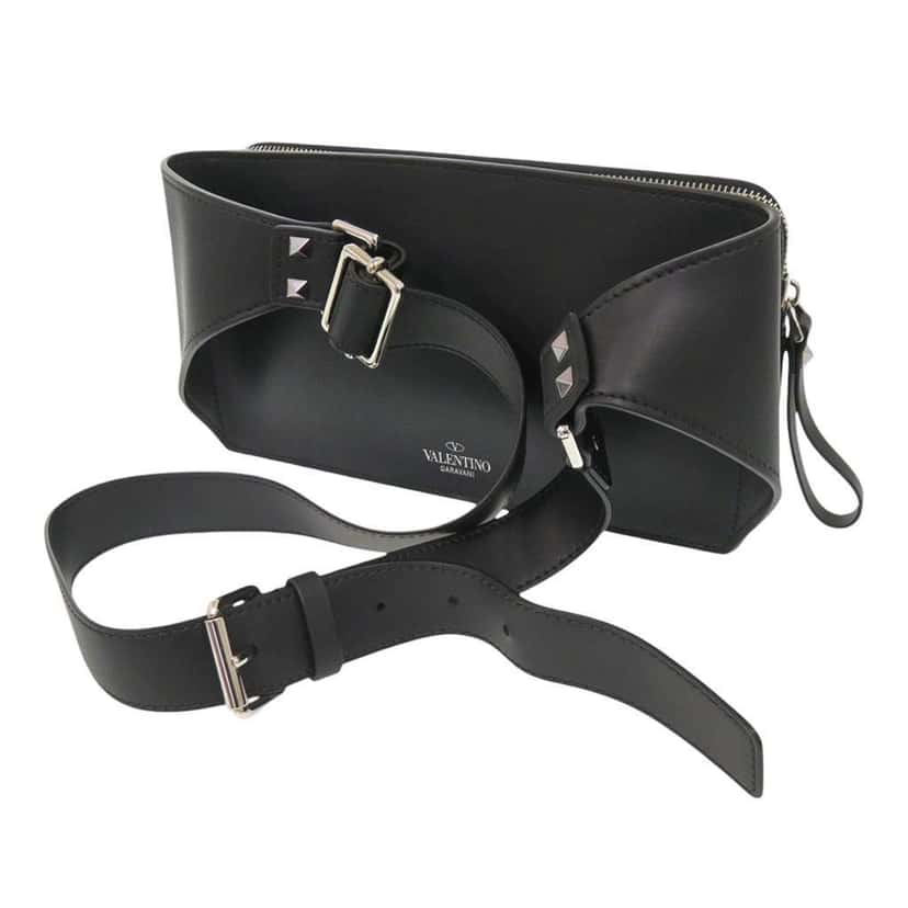 Valentino Leather VLTN Rockstud Belt Bag Black Leather Very good condition - Back View