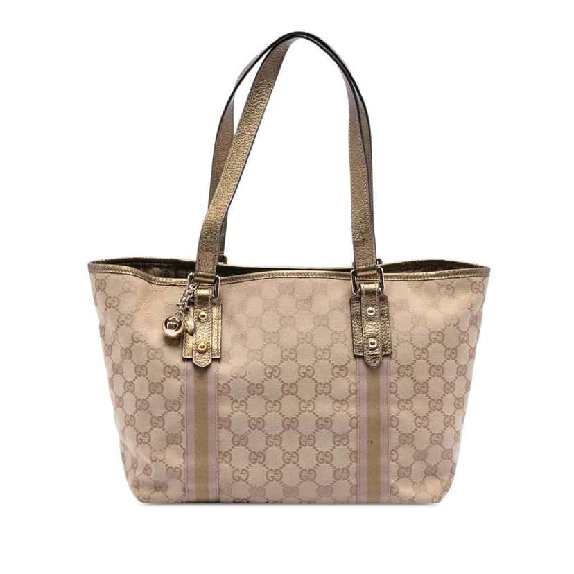 Gucci GG Canvas Web Jolicoeur Tote Beige Very good condition - Front View
