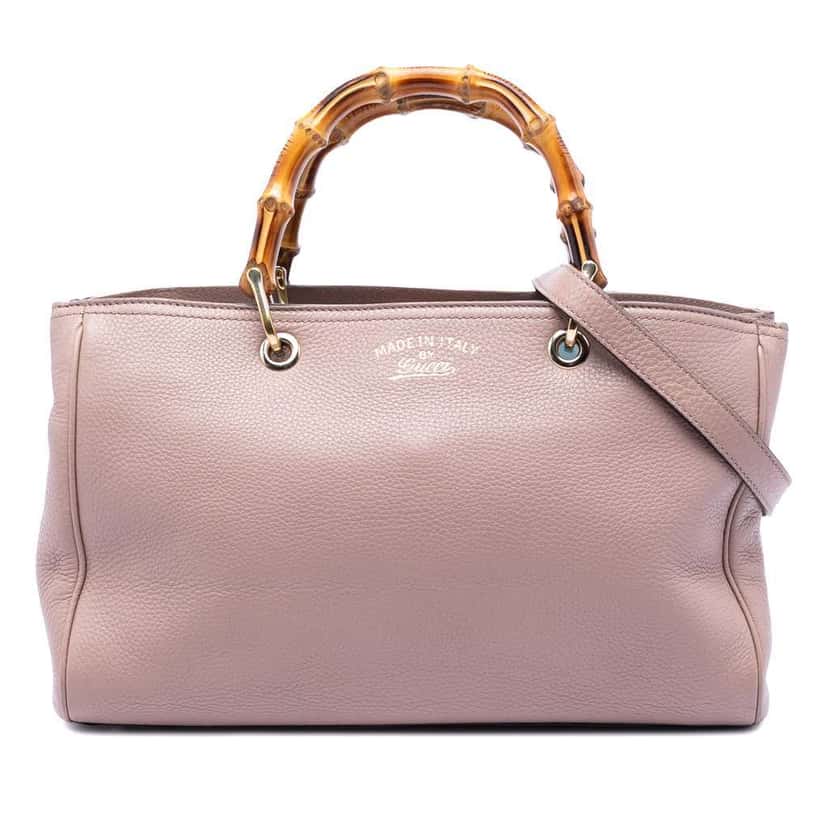 Gucci Medium Calfskin Bamboo Shopper Satchel Pink Leather Very good condition - Front View