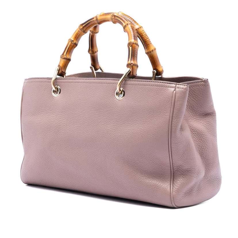Gucci Medium Calfskin Bamboo Shopper Satchel Pink Leather Very good condition - Back View