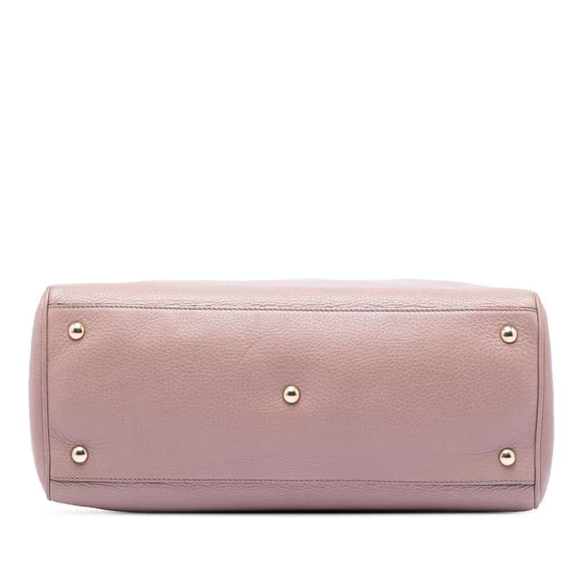 Gucci Medium Calfskin Bamboo Shopper Satchel Pink Leather Very good condition - Inside View