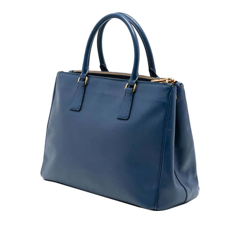 Prada Medium Saffiano Lux Galleria Double Zip Satchel Blue Leather Good condition - Back View