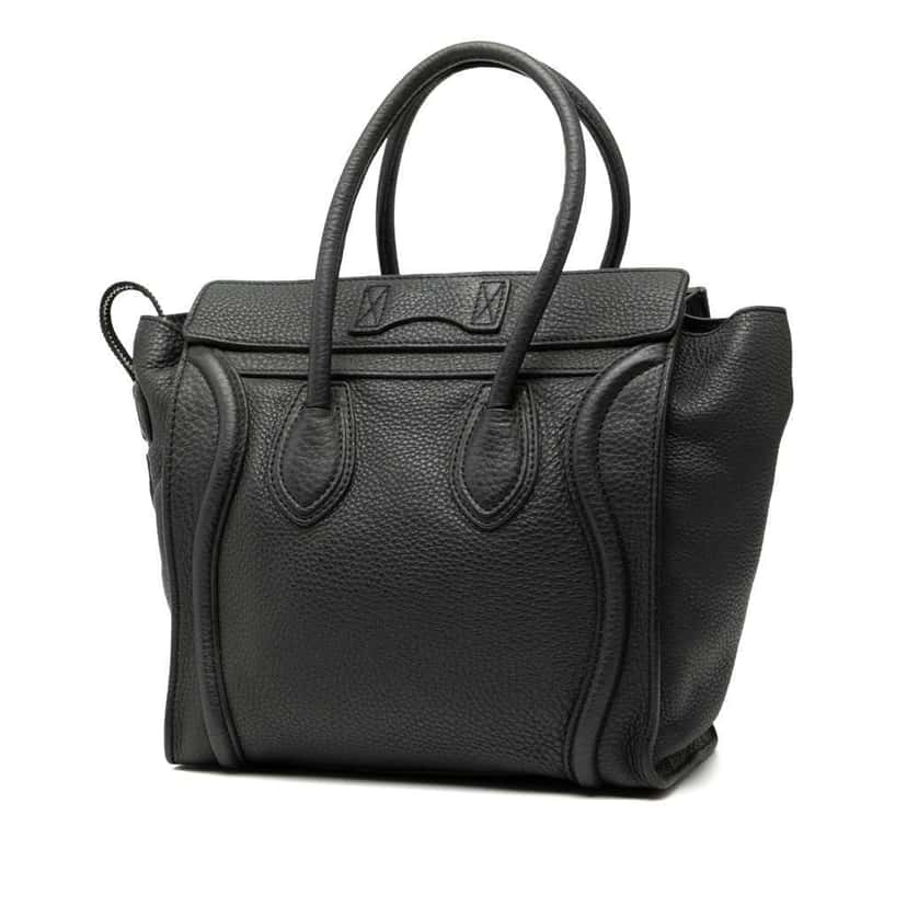 Celine Micro Drummed Calfskin Luggage Tote Black Leather Very good condition - Back View